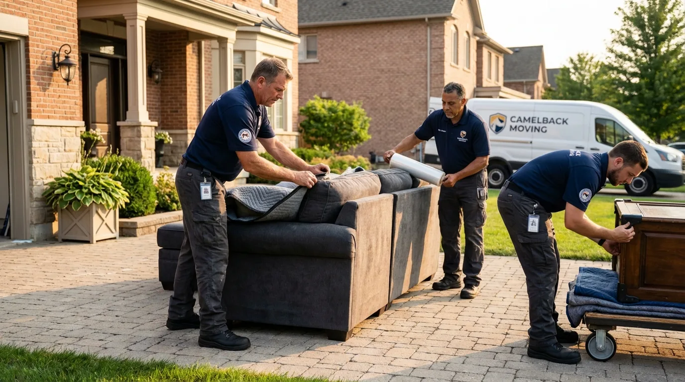 Large estate moving crew wrapping furniture in Greenwood, IN