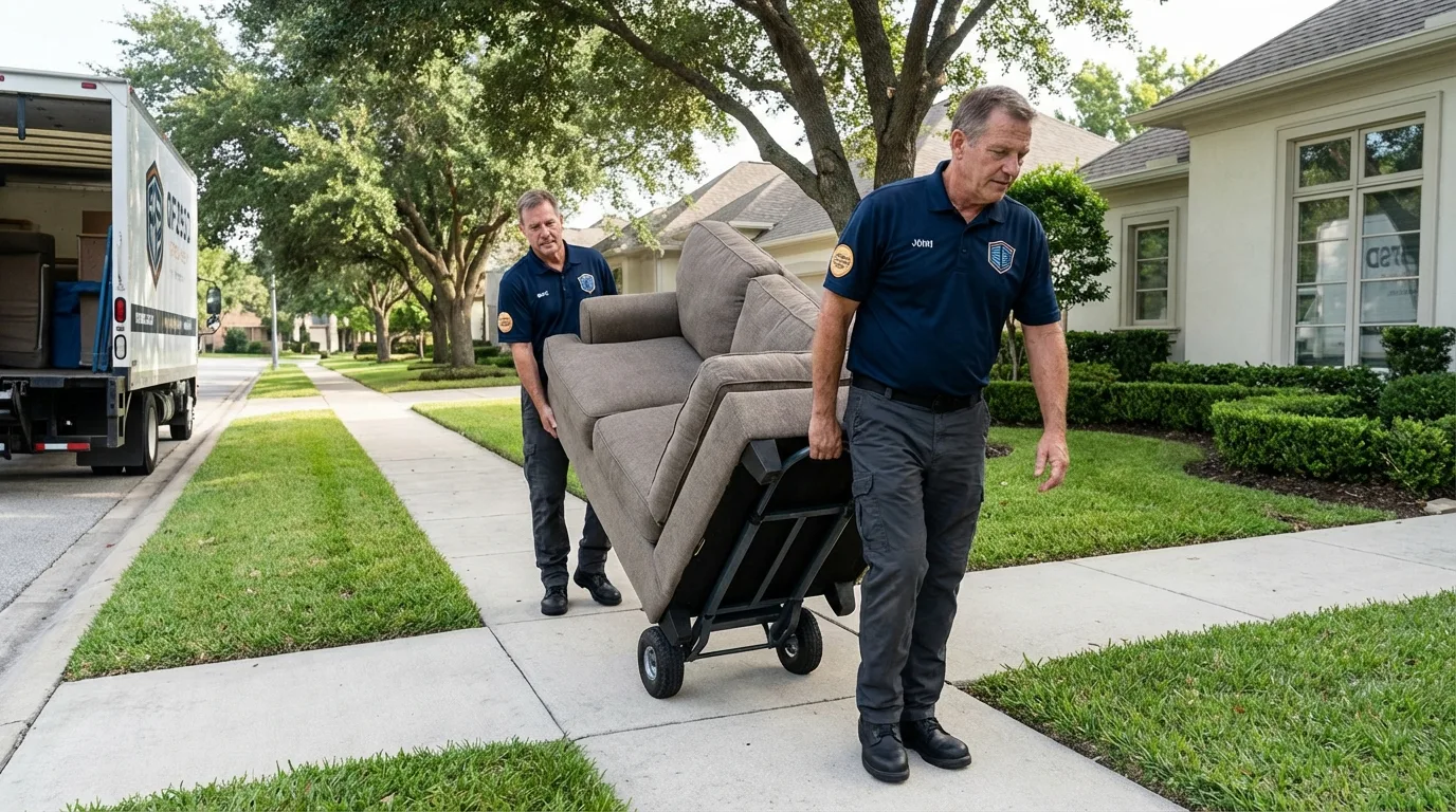 Local residential moving crew loading furniture in Greenwood, IN