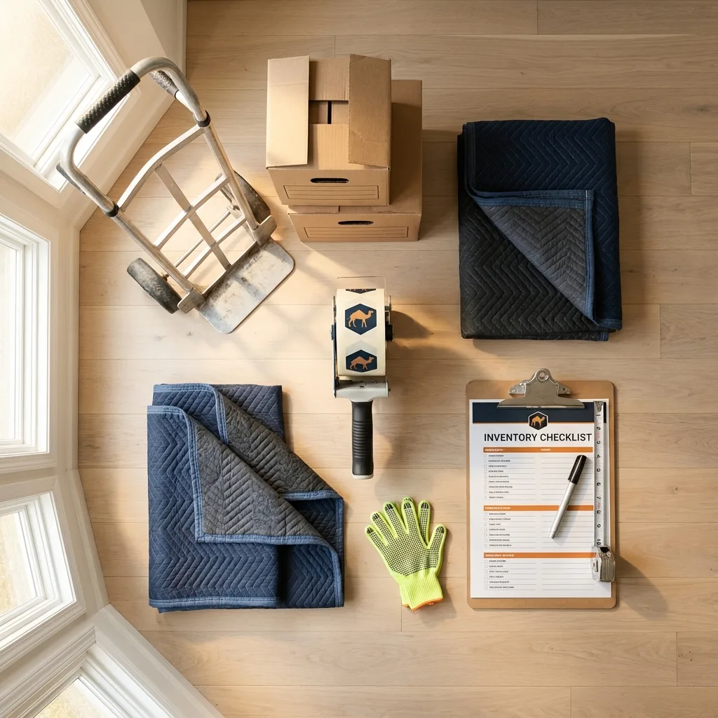 Professional moving supplies and packing materials layout for Greenwood residential relocations